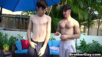 Young gay boy fucked by older stepbrother bareback