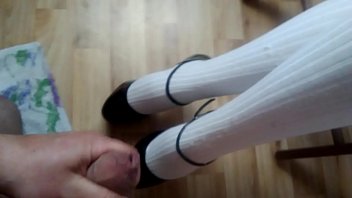 white stockings high heels cumshot